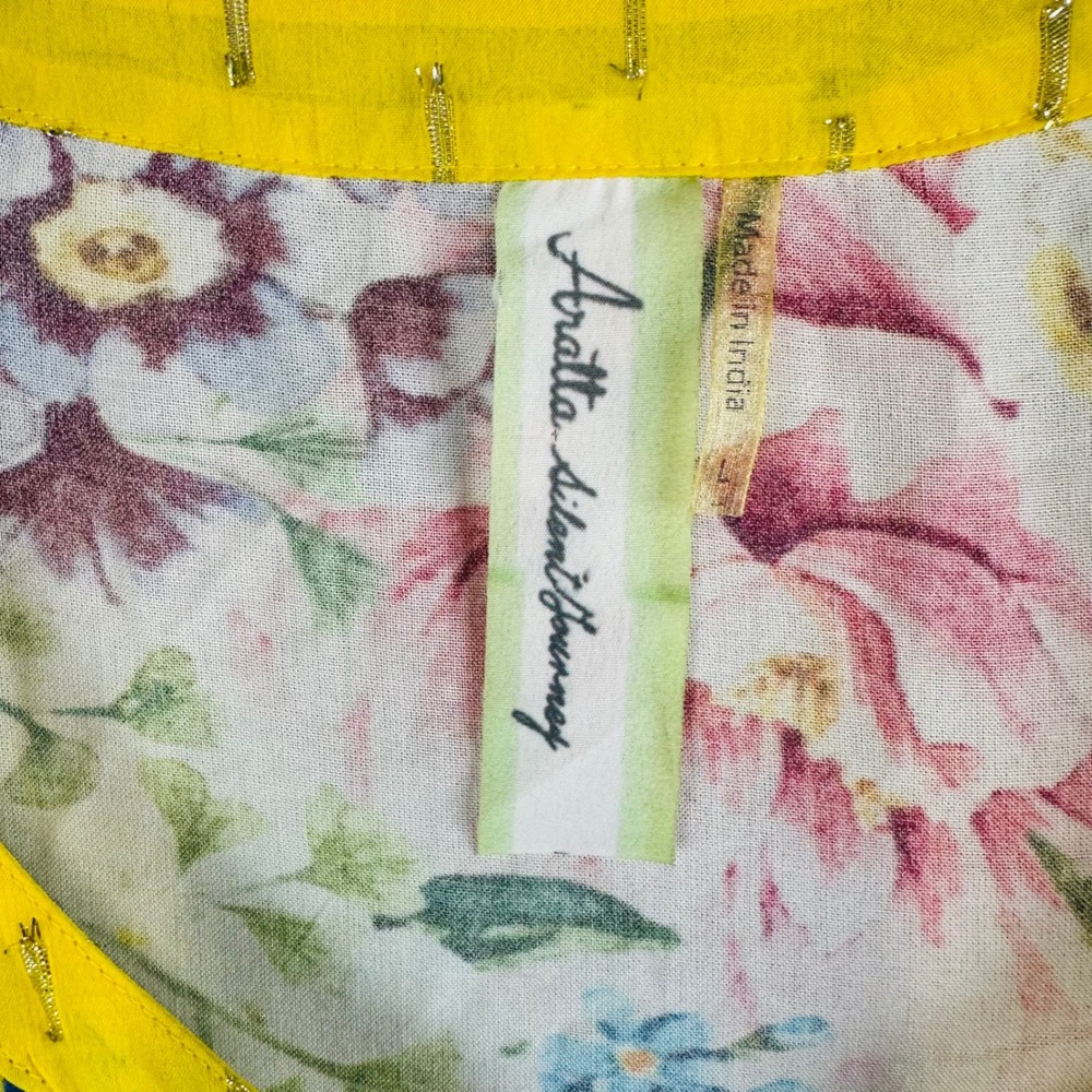 Aratta Silent Journey Large Dress Ibiza Maxie Floral Watercolor Bell Sleeve Art - Picture 6 of 9